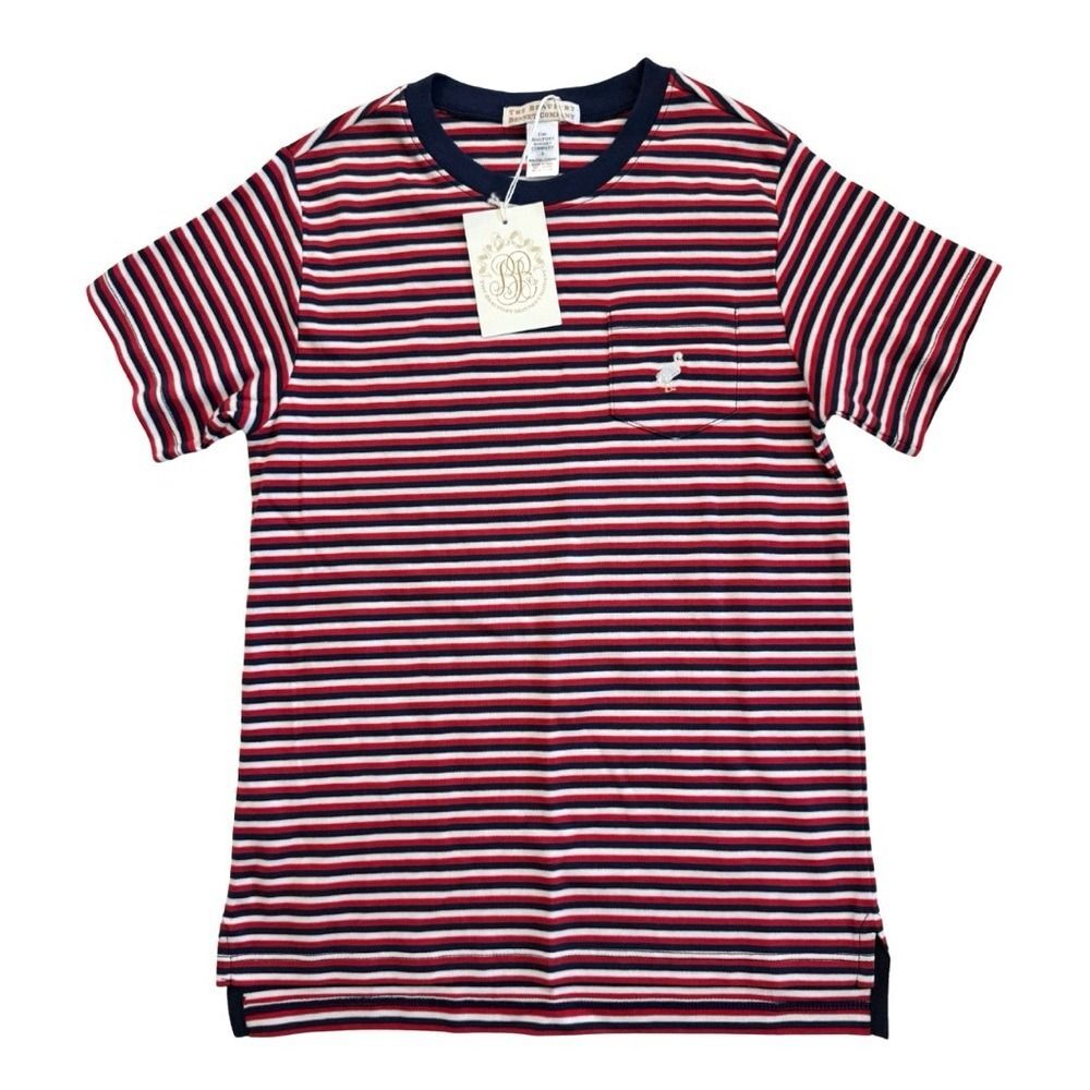 TBBC Boys 8 NWT Carter Crewneck Short Sleeve Shirt Kennedy Cruise Stripe Multi